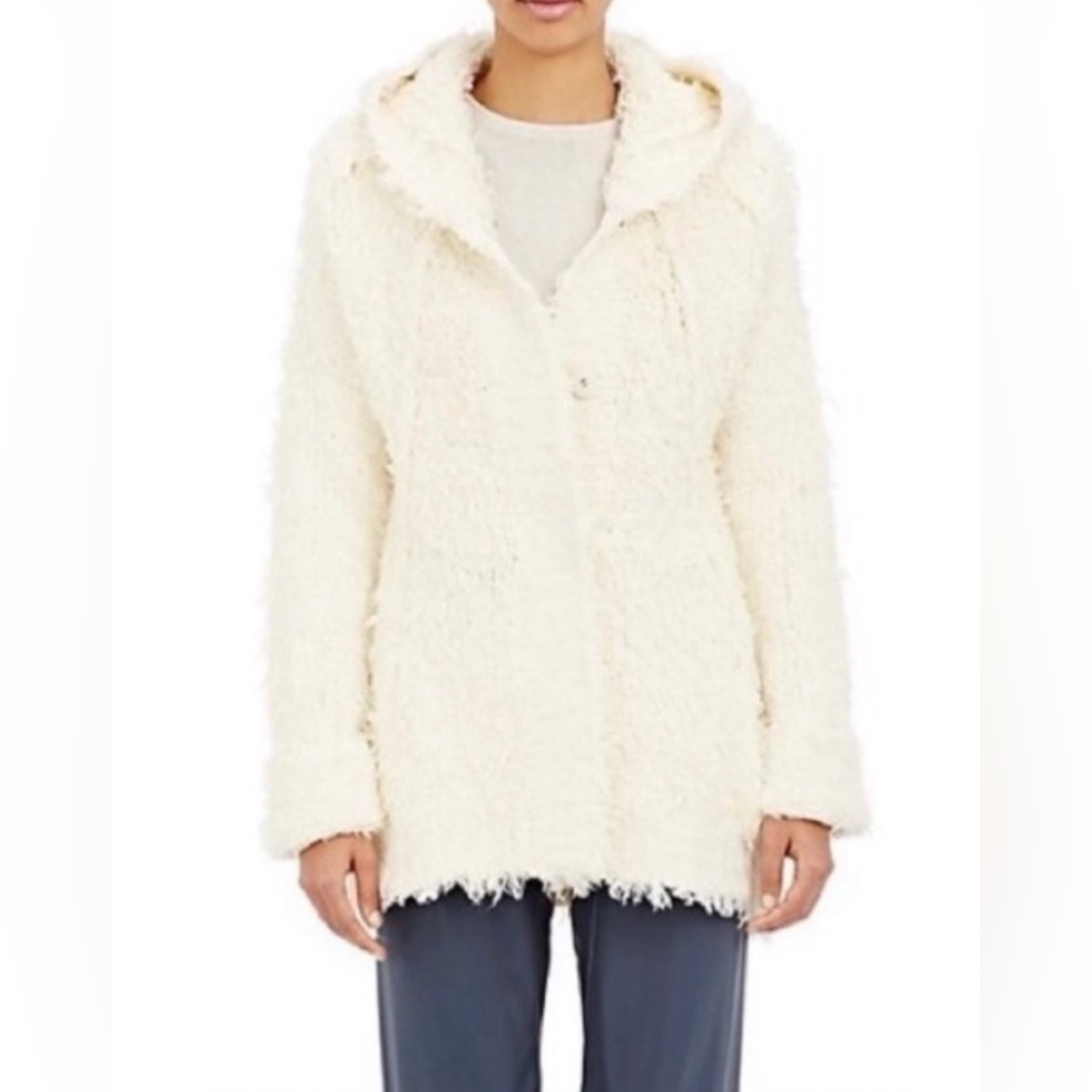 2017 Designer Atm Anthony Thomas Melillo Acrylic Wool Blend Hooded Cream Jacket